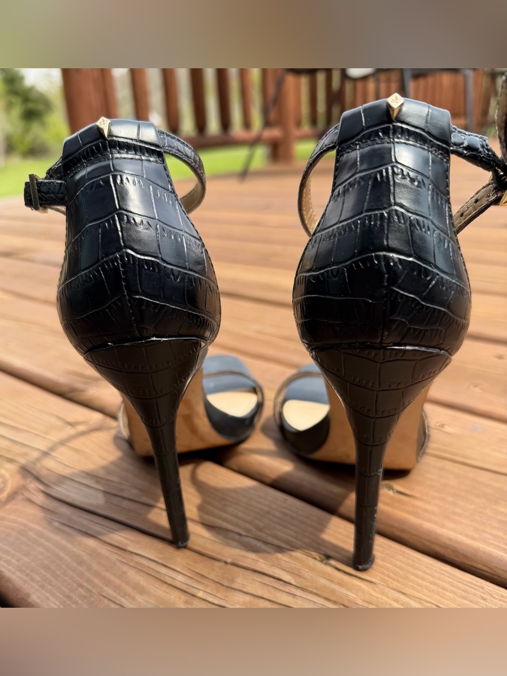 Sam Edelman Black Ankle-Strap Stiletto Heels - Picture 4 of 12